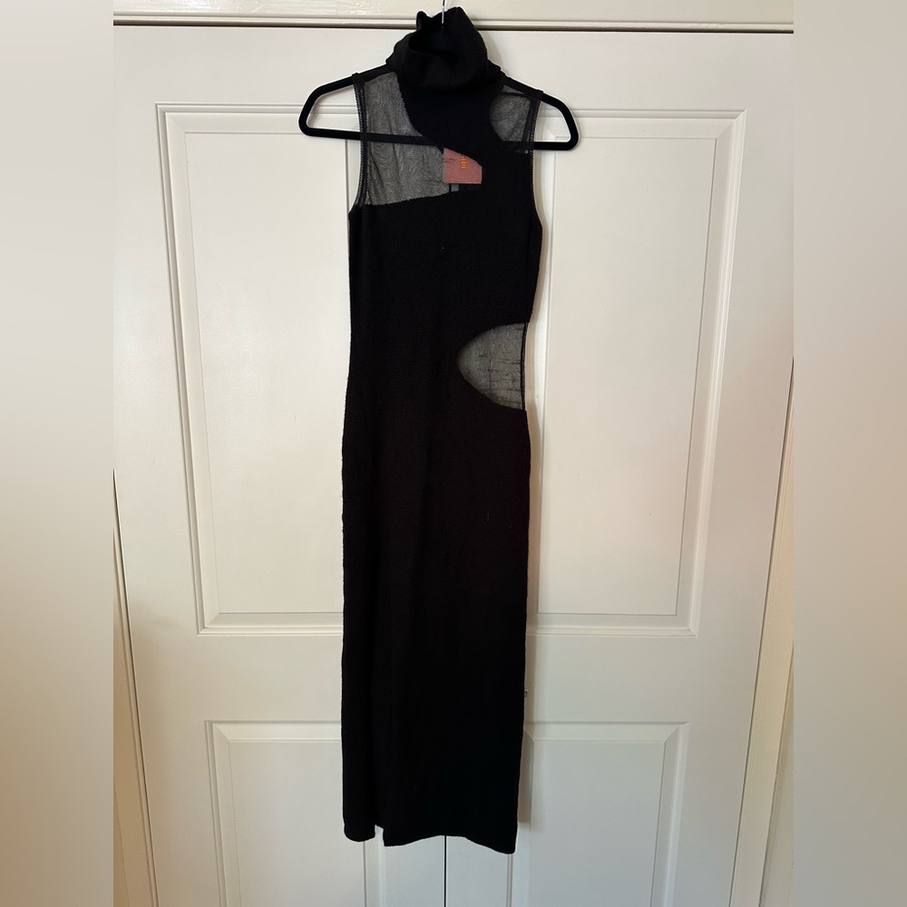 Cult Gaia Brooke Sleeveless Knit Cutout Ankle Dress in black